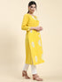 Samma Chikankari Long Kurti In Cotton for Women- Yellow